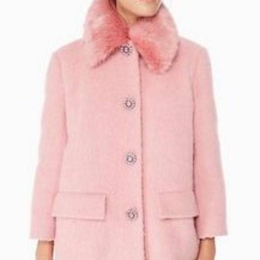 Kate Spade Faux Fur Pink Coat BRAND NEW